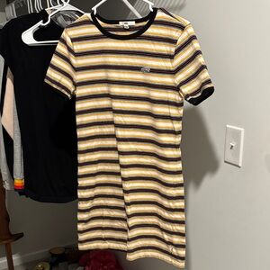 Vans Striped Yellow and Black T-Shirt Dress